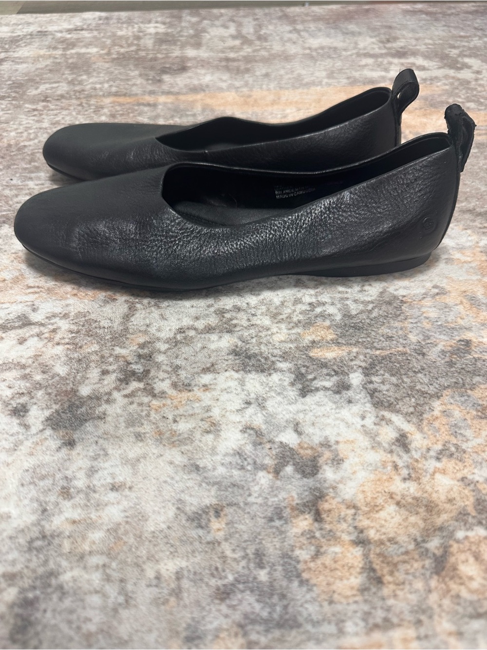 Born Black Leather Slip-On Ballet Flats